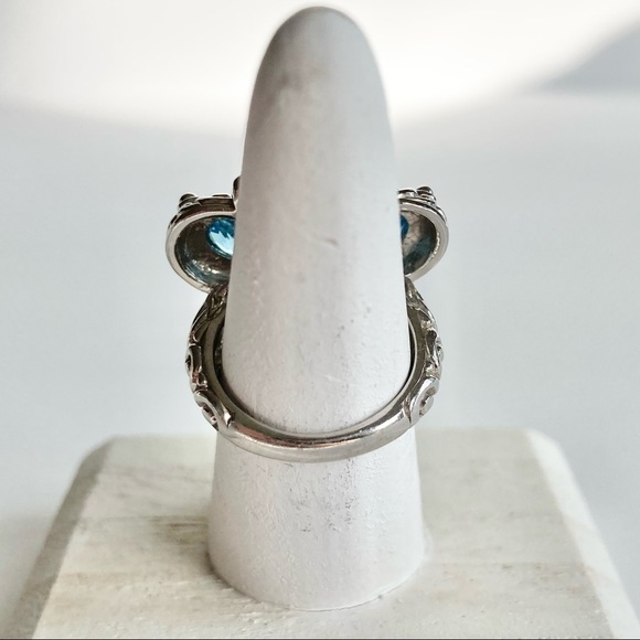 NEW Swiss Blue Topaz & Diamond Sterling Silver 925 Stamped Butterfly Ring Size 6 - Picture 9 of 12